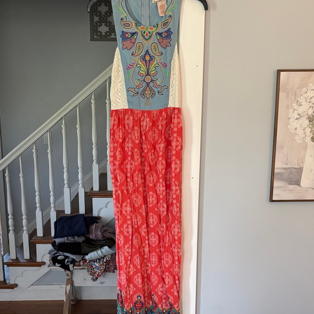 Colorful Maxi Dress with Embroidered Details